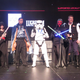 Opening night costume contest, Beth Fitgibbons as Princess Leia hologram at far left (Photo: Gillian G. Gaar)